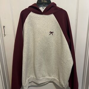 Edikted Maroon and gray Hoodie